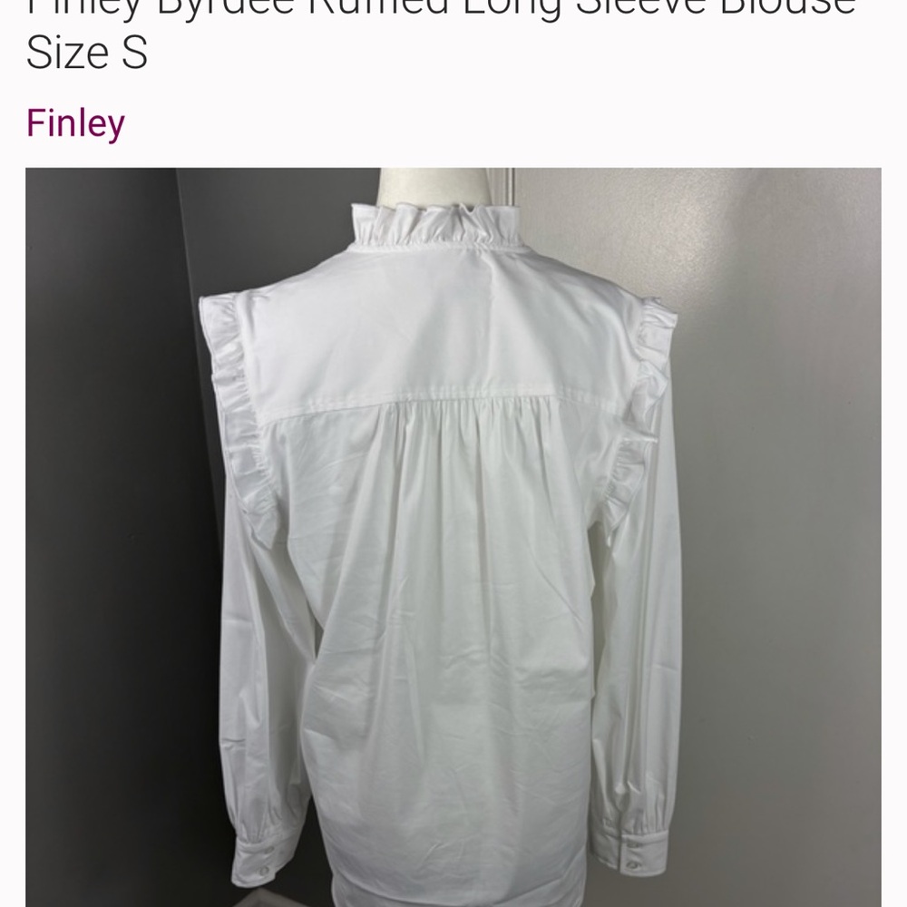 Perfect condition Finley Classic White Blouse with Ruffles - Picture 5 of 11